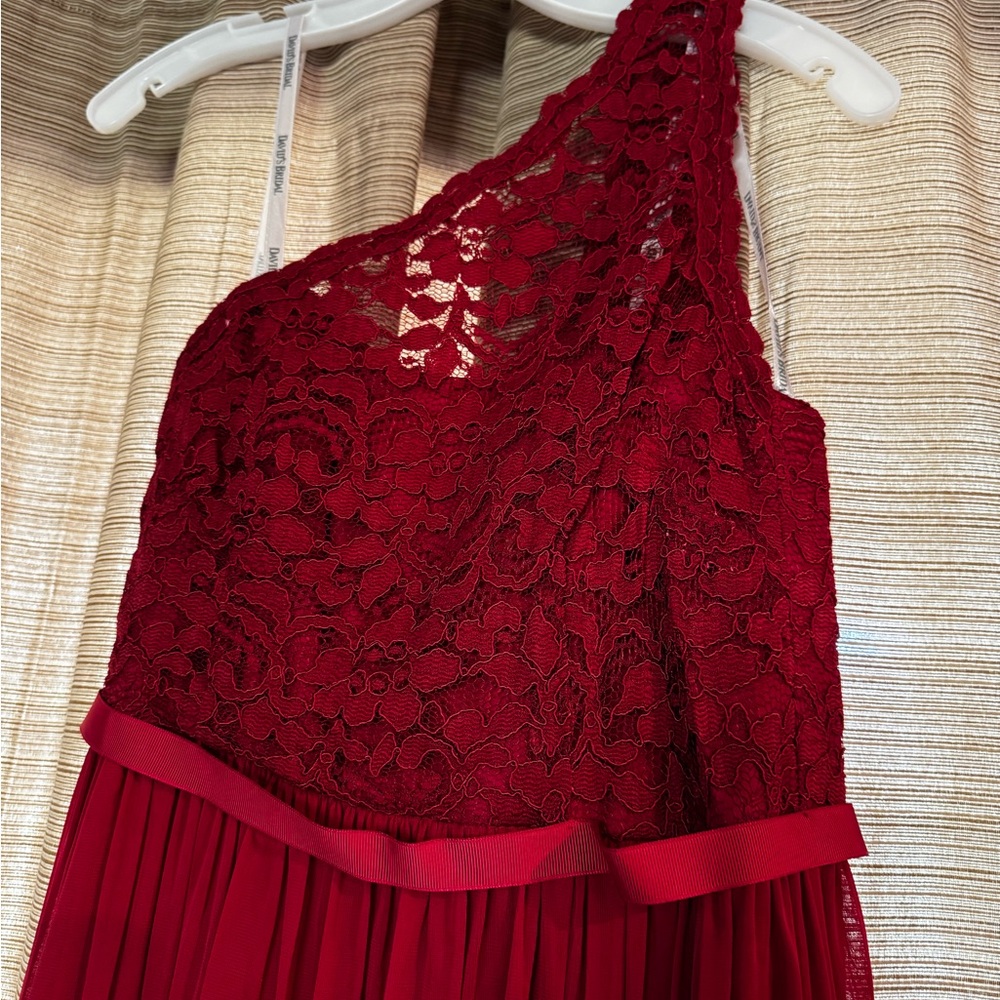 David’s Bridal | One Shoulder Long Lace Dress Bridesmaid - Picture 4 of 9